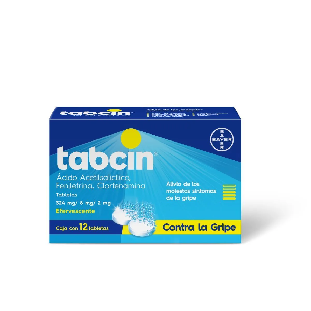 Tabcin Azul Efervescente C/12 Tabs Ácido acetilsalicílico 324 MG fenilefrina clorfenamina