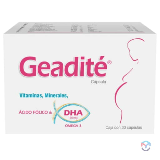Vitaminas, minerales, ácido fólico, DHA omega 3 GEADITÉ C/30 Caps