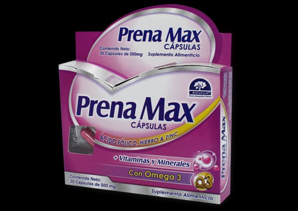 Ácido Fólico, Vitaminas y Minerales, Omega 3 PRENA MAX C/30 Caps