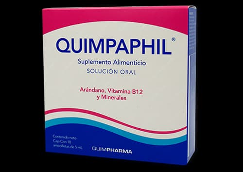 Vitamina B12, arándano, minerales QUIMPAPHIL C/10 AMPOLLETAS DE 5 ML
