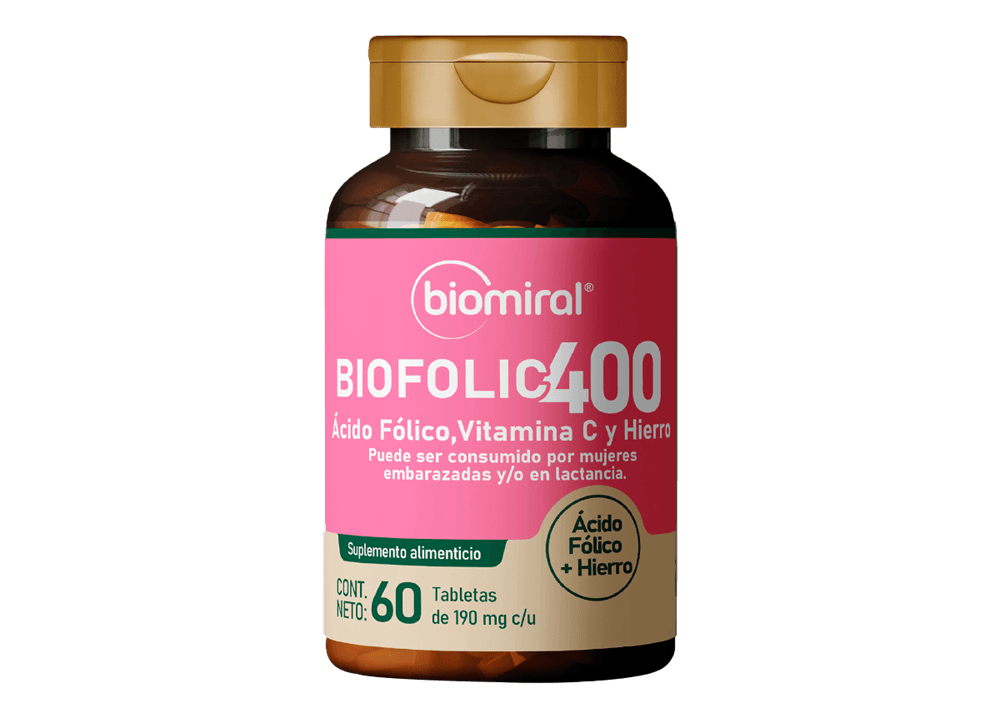 Biofolic-400 (Acido Ascorbico, Hierro, Soya, Acido folico) C/60 Tabs