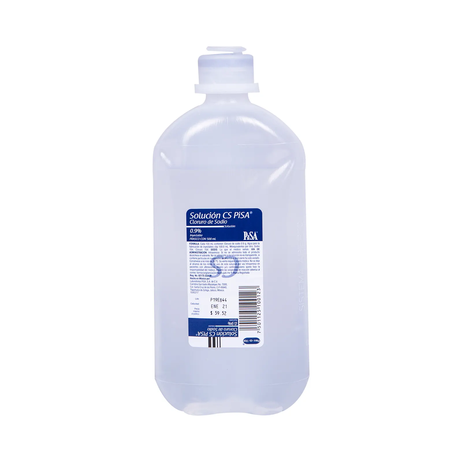 Cloruro de sodio 0.9 % PISA C/500 mL