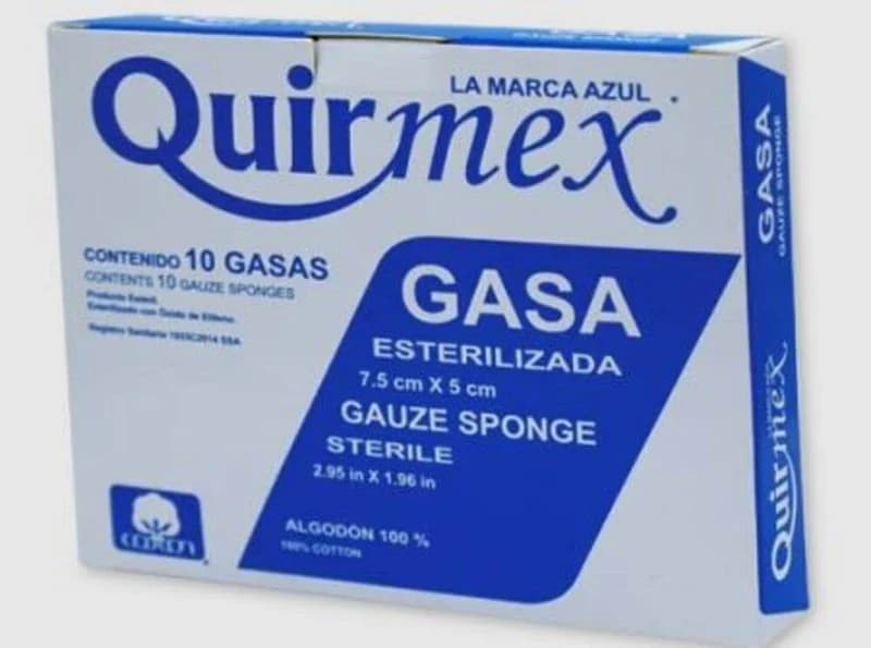 Gasa estéril QUIRMEX 7.5 X 5 cm C/10 pzas