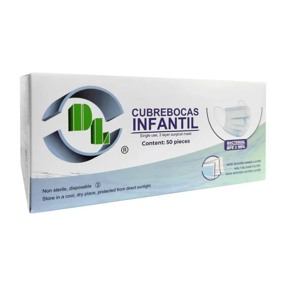 Caja de Cubrebocas Infantil Azul DL C/50 Pzas