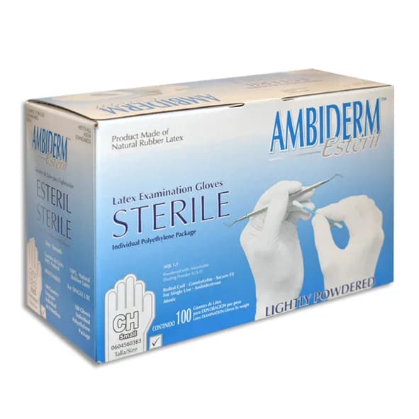 Caja de Guante de latex esteril Ambiderm Chico C/100 piezas