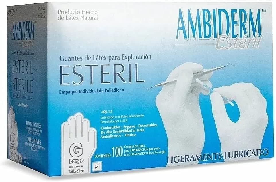 Caja de Guante de latex esteril Ambiderm Grande C/100 piezas