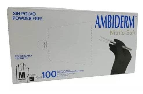 Caja de Guante de Nitrilo color negro Talla M AMBIDERM C/100 pzas