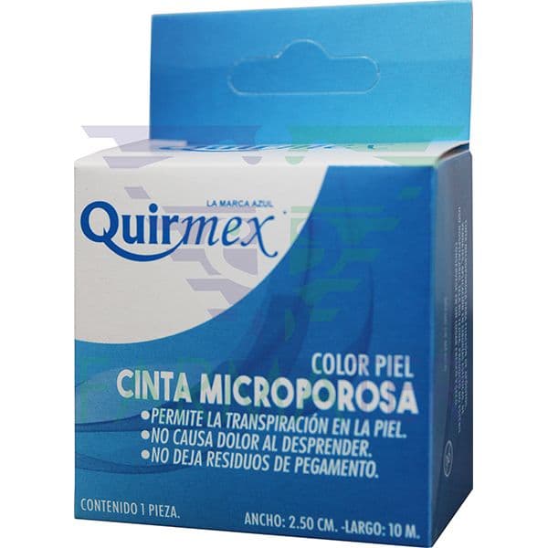 Cinta Microporosa Piel QUIRMEX de 2.50 cm X 10 m C/1 rollo