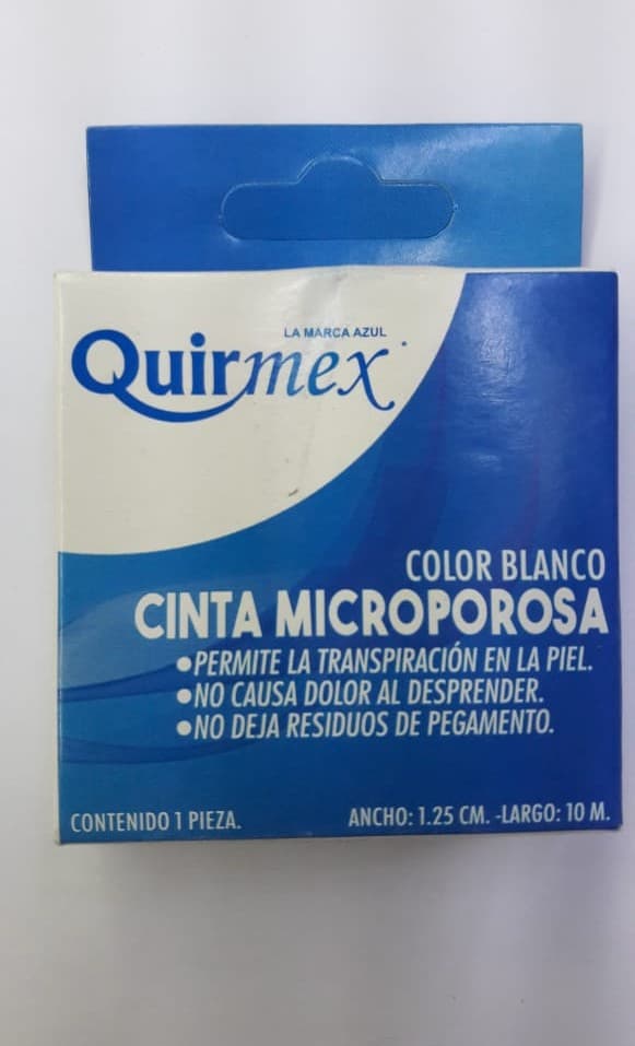 Cinta Microporosa Blanca QUIRMEX de 1.25 cm X 10 m C/1 Rollo