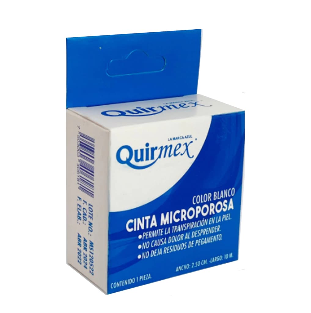 Cinta Microporosa Blanca QUIRMEX de 2.50 cm X 10 m C/1 rollo