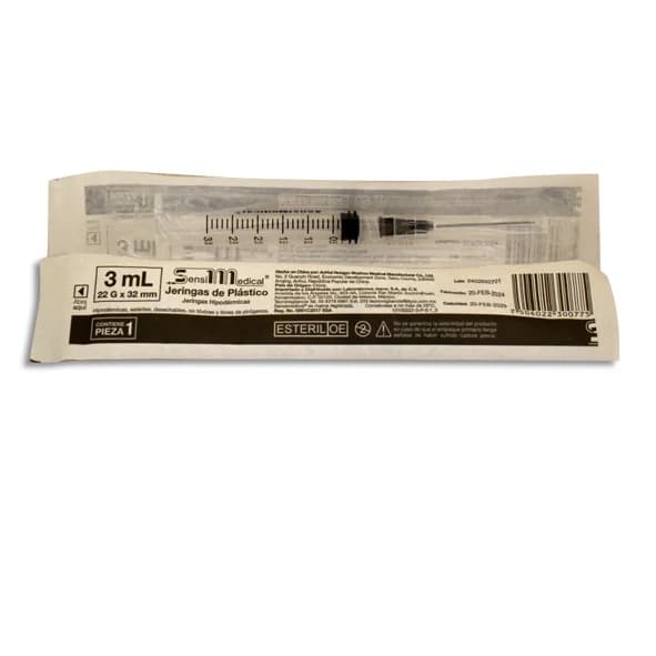 Pza de jeringa de 3 mL Negra SENSI MEDICAL (22 X 32) C/1