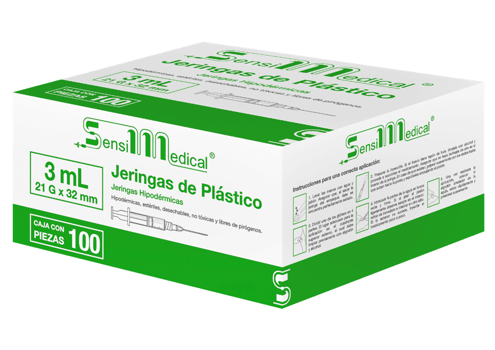 Pza de jeringa de 3 mL Verde SENSI MEDICAL (21 X 32) C/1