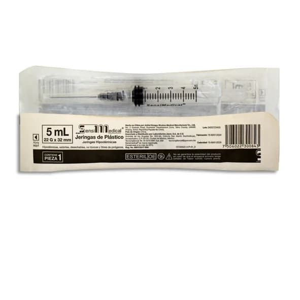 Pza de jeringa de 5 mL Negra SENSI MEDICAL (22 X 32) C/1