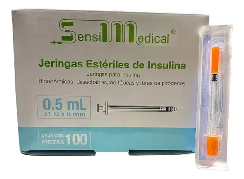 Pza de Jeringa para insulina de 0.5 mL SENSI MEDICAL 31 G X 8 mm