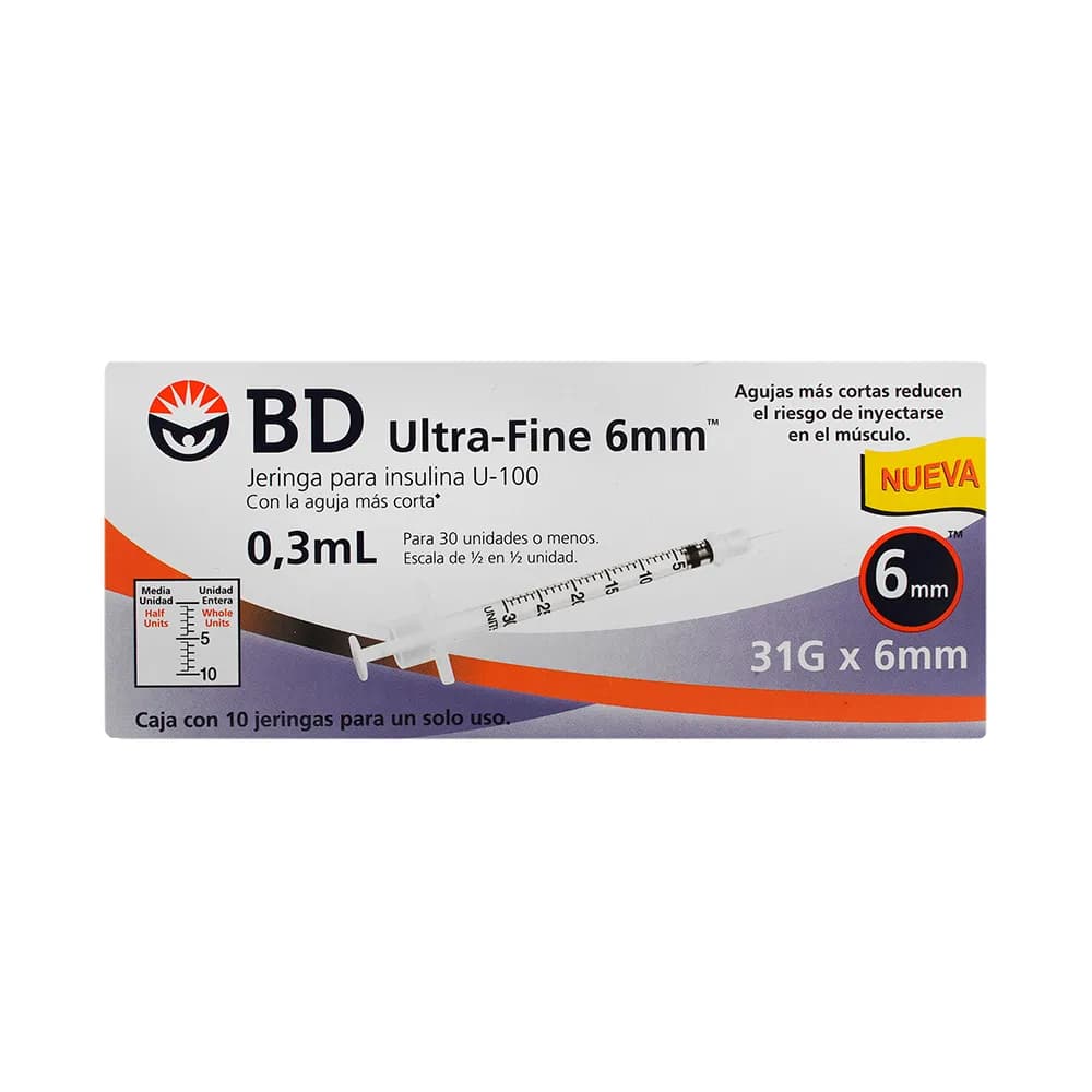 Jeringa BD Ultra Fine 0.3 mL Gauge: 31G C/10 jeringas