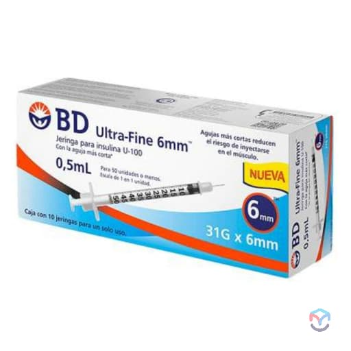 JERINGA BD Ultra Fine 0.5 mL, Gauge: 31G; c/10 jeringas