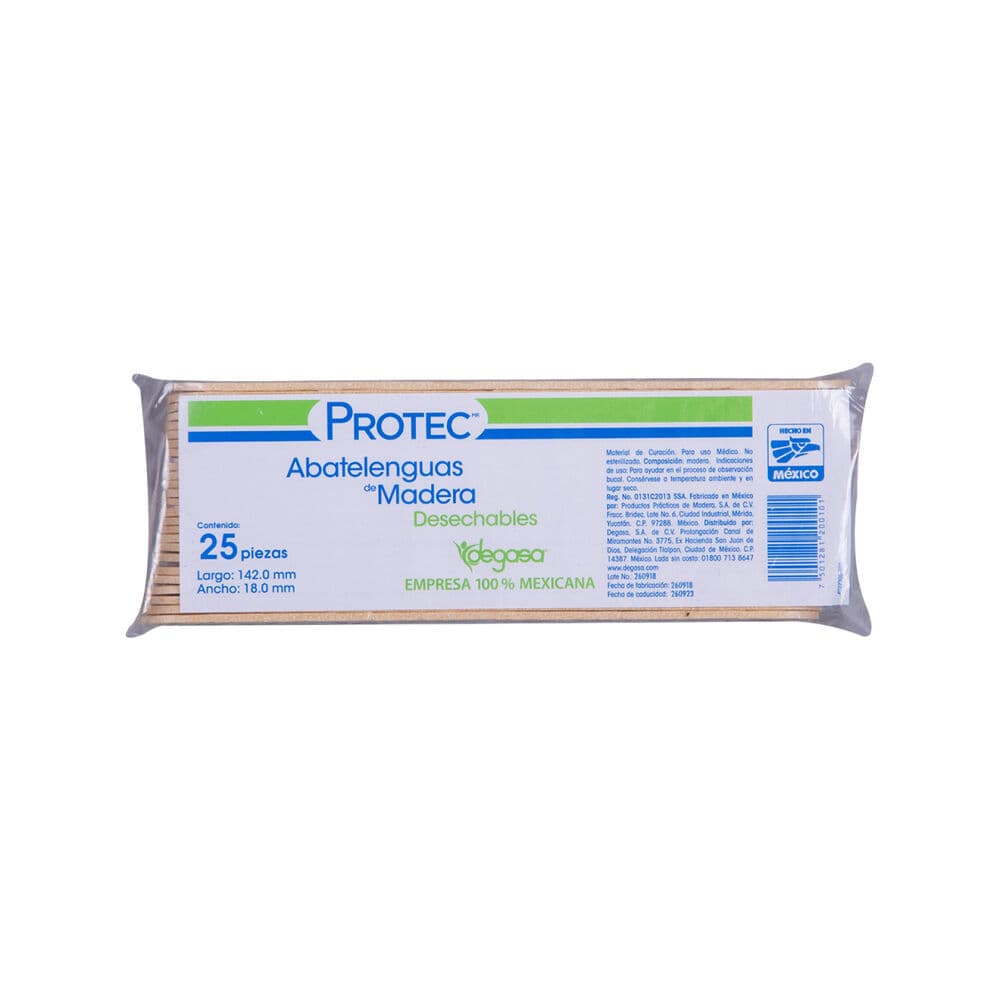 BOLSA DE ABATELENGUAS DE MADERA PROTEC C/25 PZAS