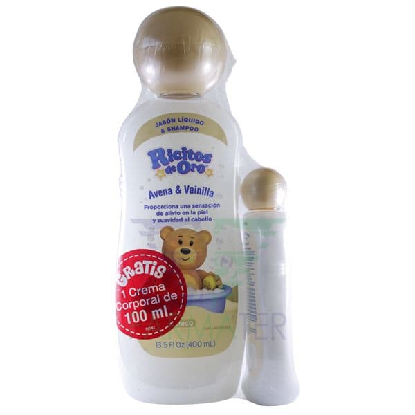 Jabon & Shampoo Ricitos Oro Avena y Vainilla 400 Ml + crema