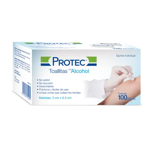 Toallitas con alcohol PROTEC C/100 Pzas