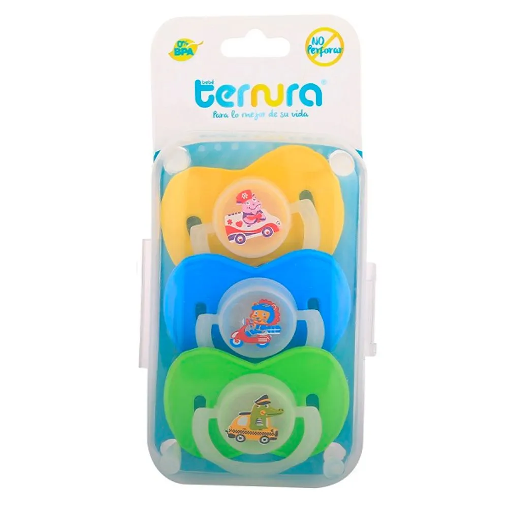 Porta Chupon Ternura con 3 Chupones de miel