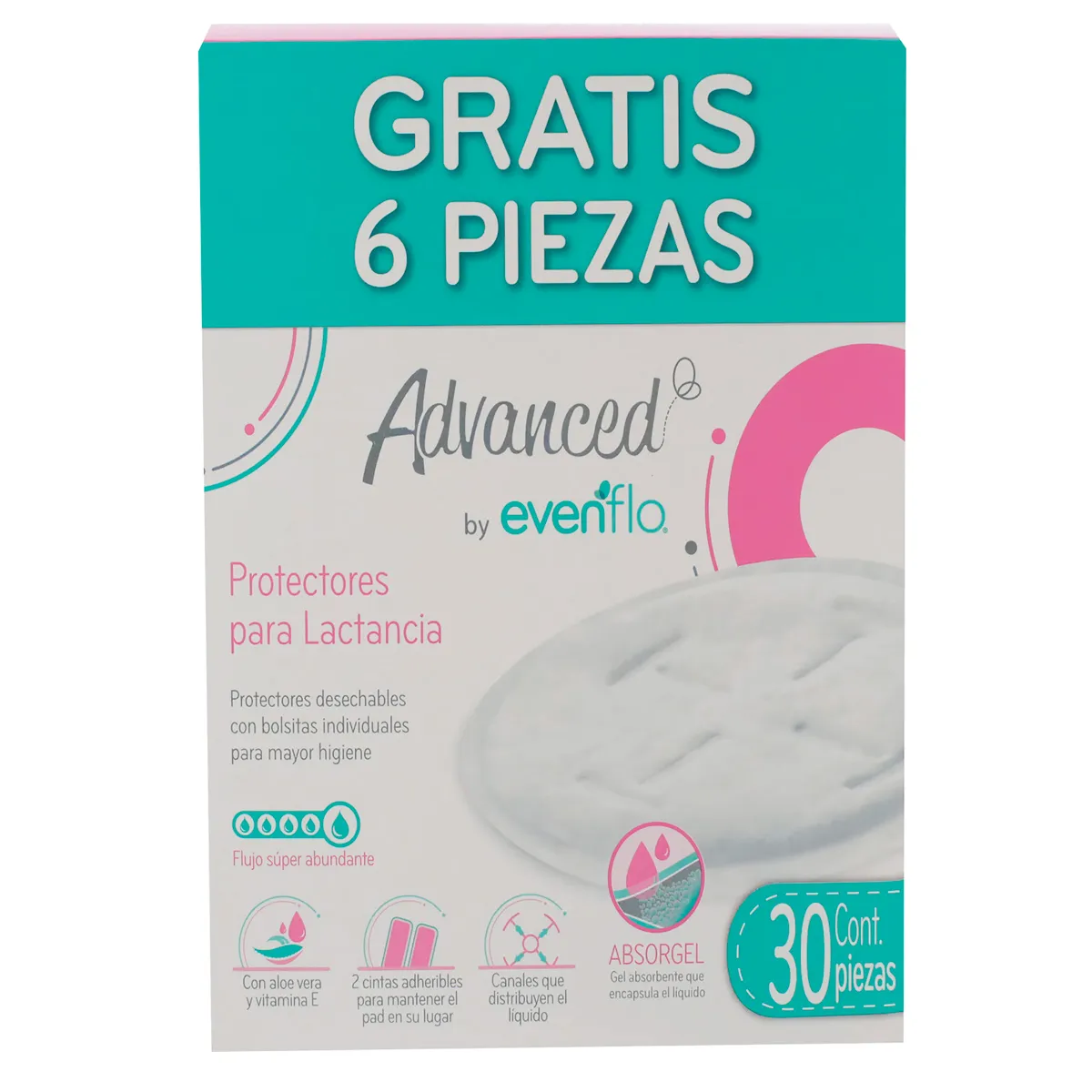 Evenflo Advanced Protectores para Lactancia con Bolsitas Individuales para Flujo C/30 Pzas