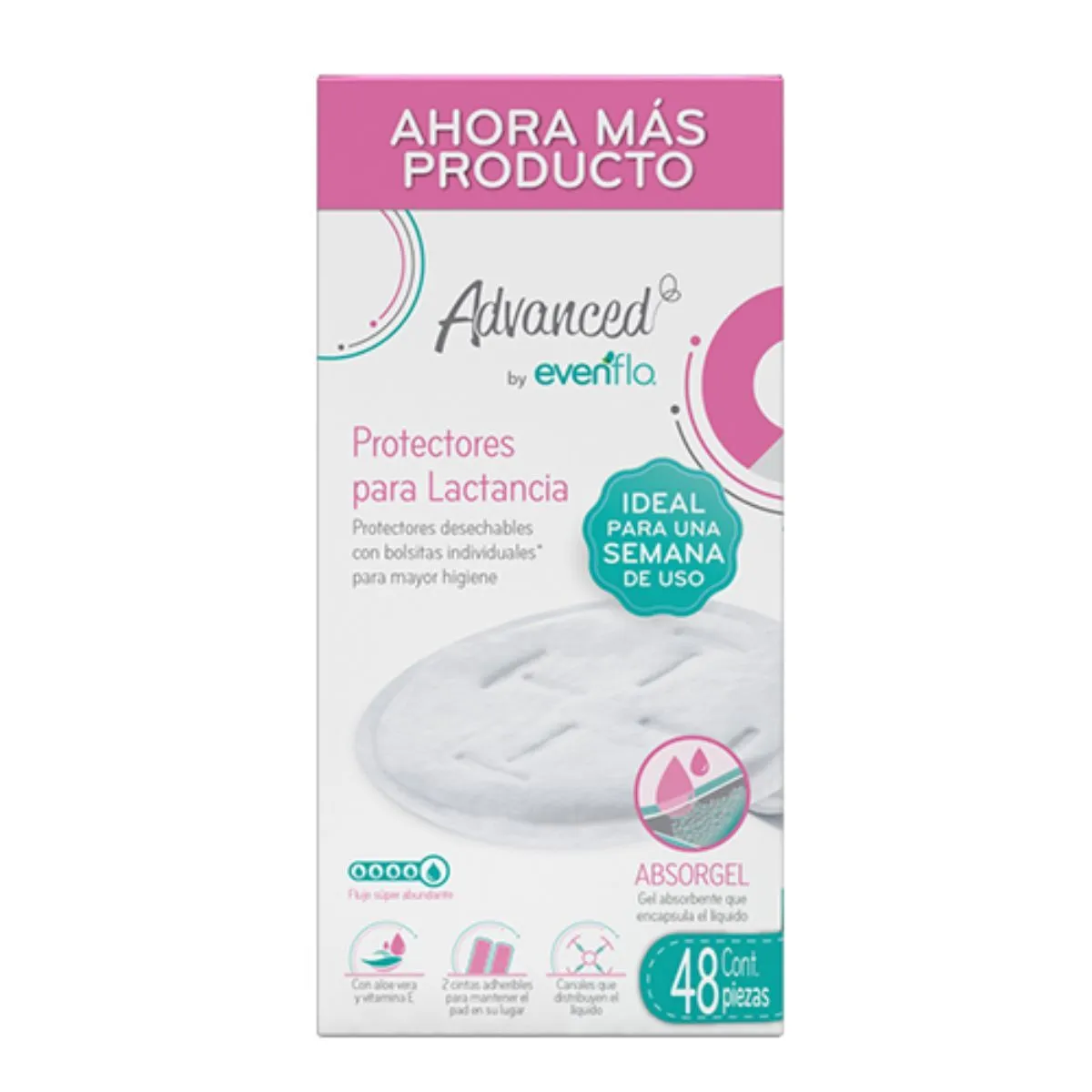 Evenflo Advanced Protectores para Lactancia con Bolsitas Individuales para Flujo C/48 Pzas