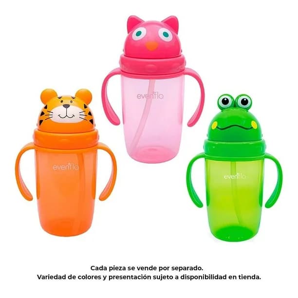 Vaso Entrenador Evenflo Animal Con Popote 11 Oz