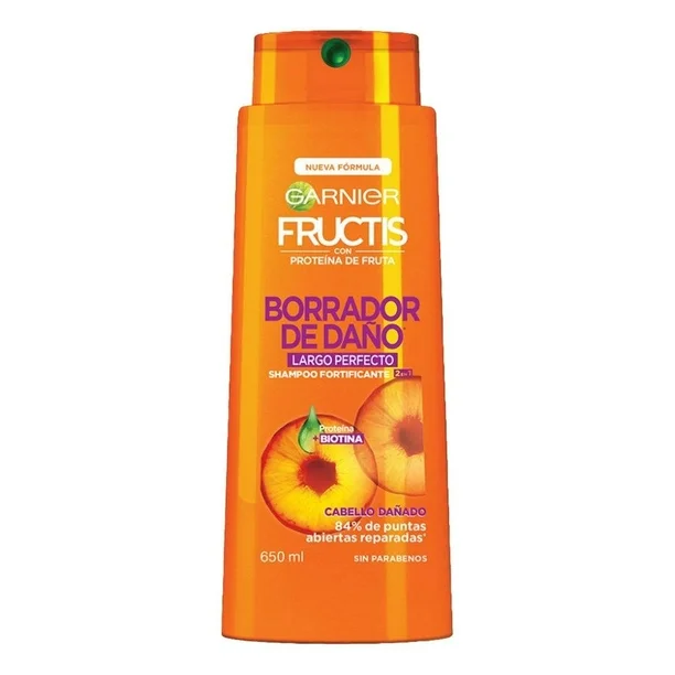 Shampoo 2 en 1 Garnier Fructis Borrador de Daño Largo Perfecto C/650 mL