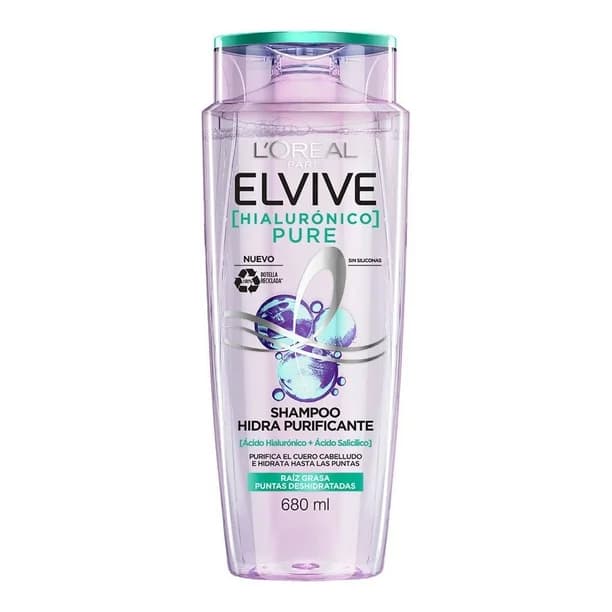 Shampoo Elvive Hidra Purificante Hialuronico Pure C/680 mL