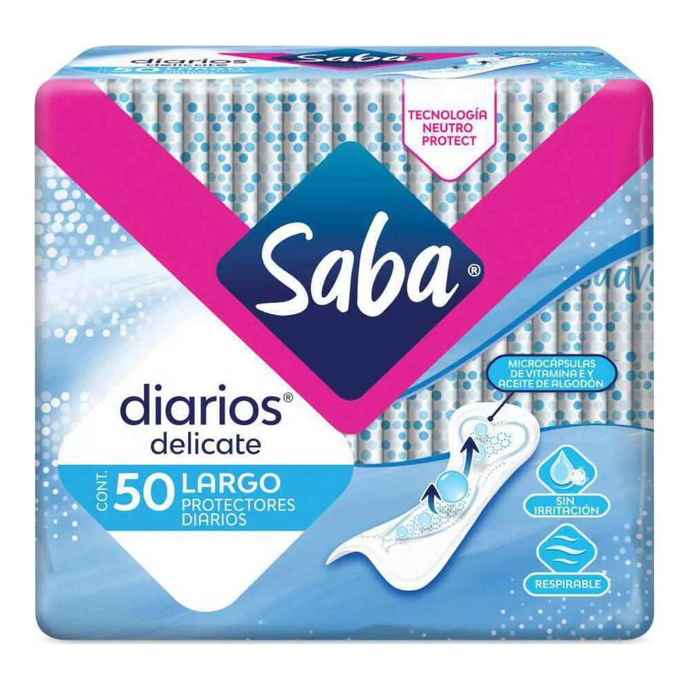 Protectores Saba Diarios Delicate Largos C/50 Pzas