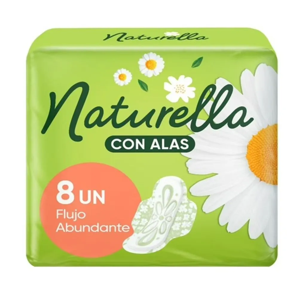 Toalla Femenina NATURELLA con alas C/8 Toallas
