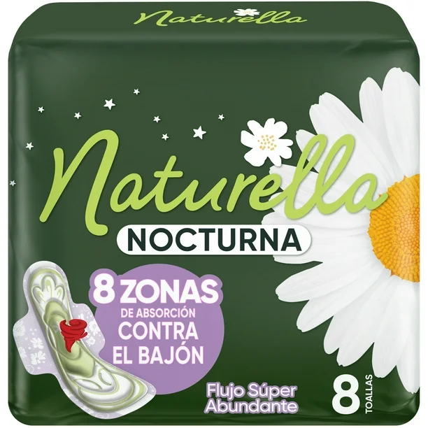 Toalla Femenina NATURELLA Nocturna C/8 Toallas