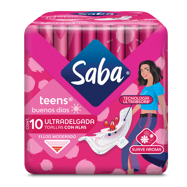 Toalla Femenina Saba Teens Buenos dias C/10 pzas