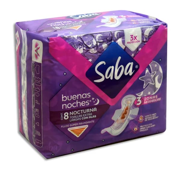 Toalla femenina SABA Buenas noches Extralargas C/8 Toallas
