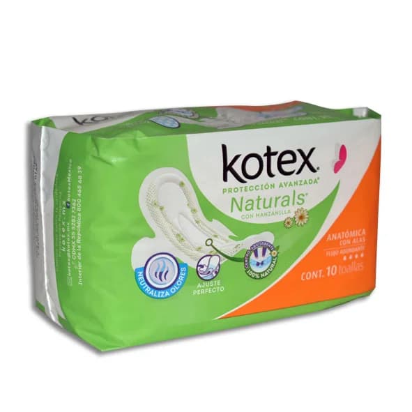 Toallas Femenina Kotex Manzanilla con alas C/10 Pzas