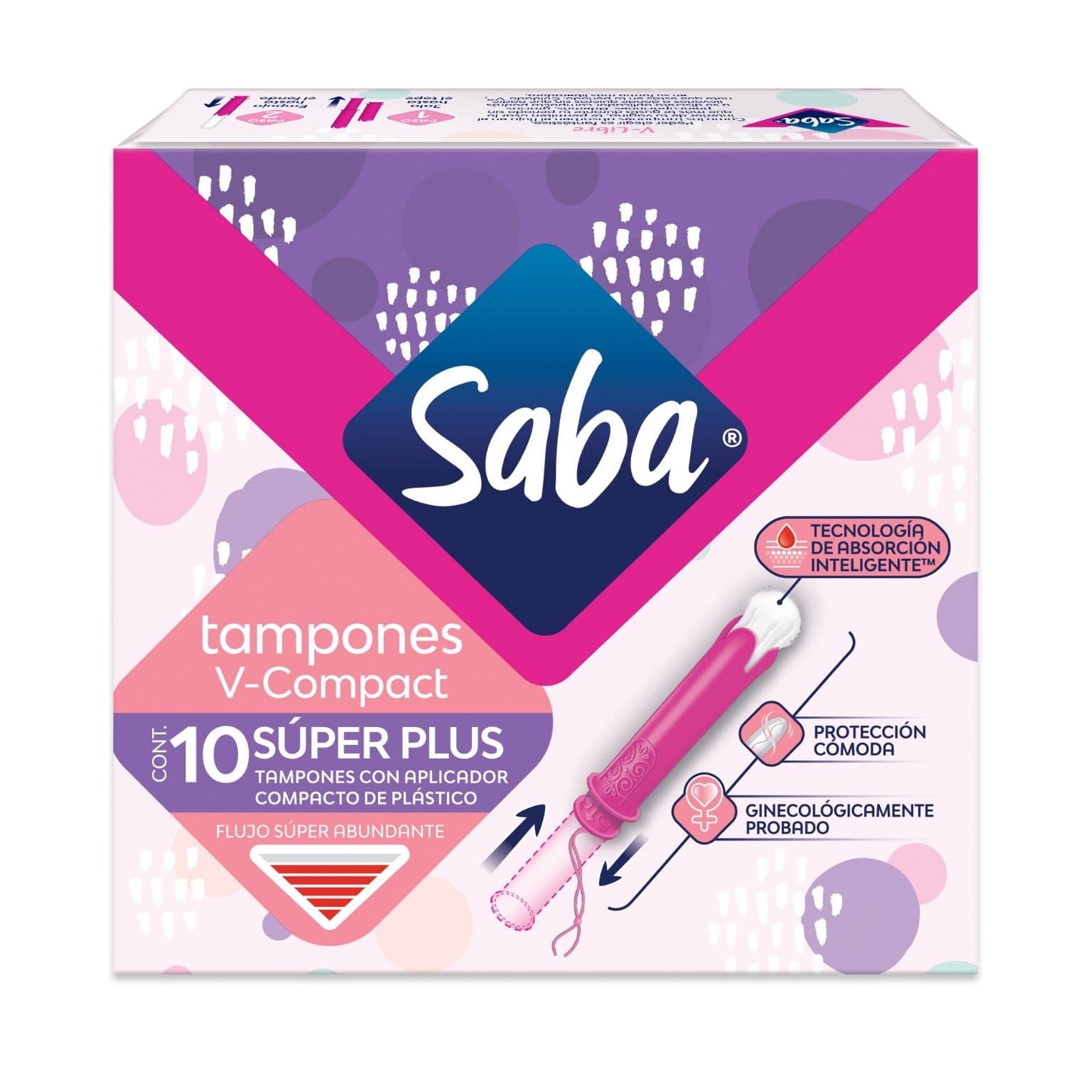 Tampones Saba Súper Plus con Aplicador Compacto C/10 Pzas