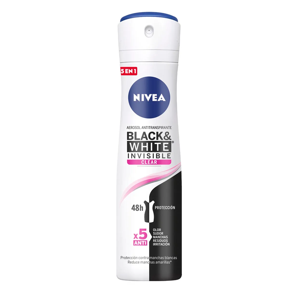 Antitranspirante en Aerosol Nivea Black & White Invisible Clear C/150 mL