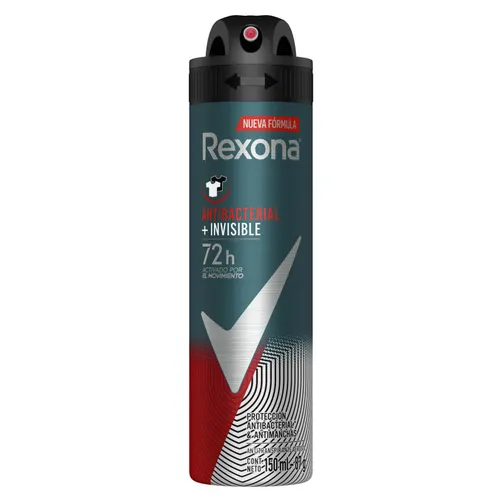 Antitranspirante en Spray Rexona Men Antibacterial Invisible C/150 mL