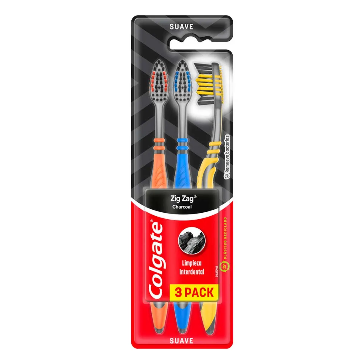 Cepillo Dental Colgate ZigZag Charcool C/3 pzas