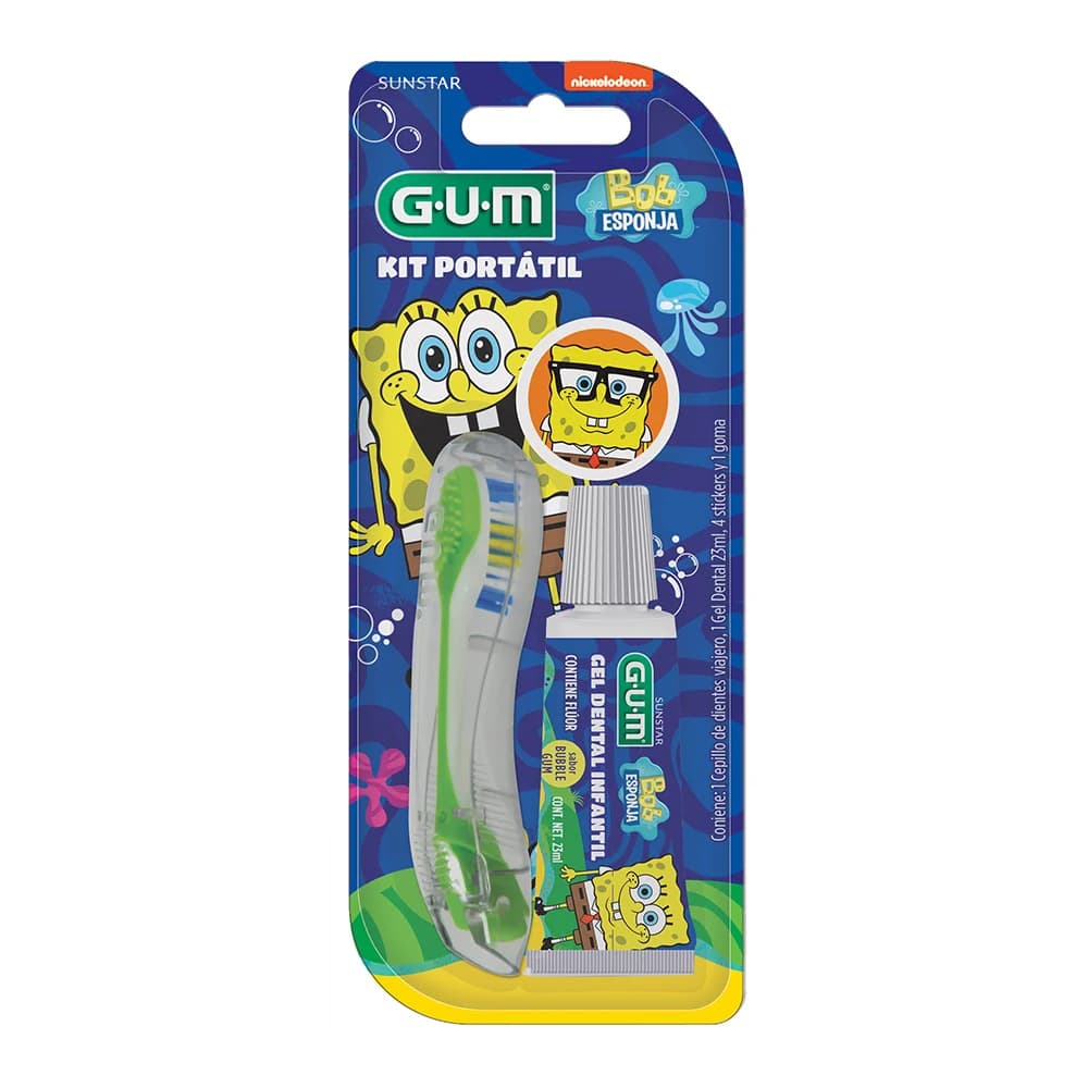 Kit De Viaje Cepillo y Crema Dental Bob Esponja Gum