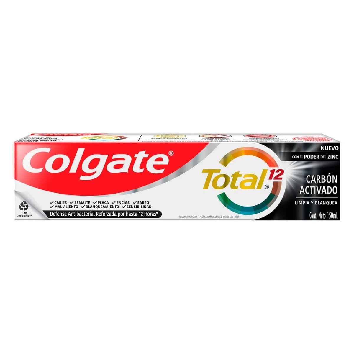 Pasta Dental Colgate Total 12 Carbon Activado C/150 mL