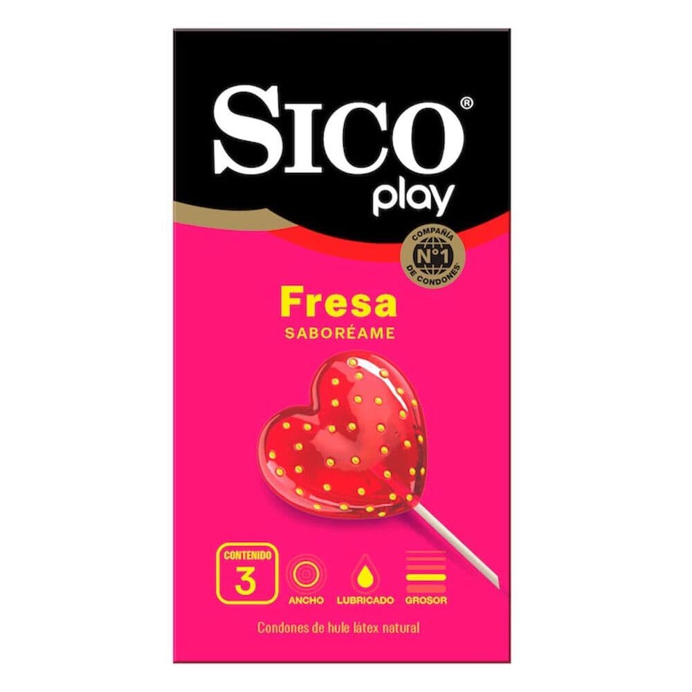 Condón Sico Play Fresa C/3 pzas.