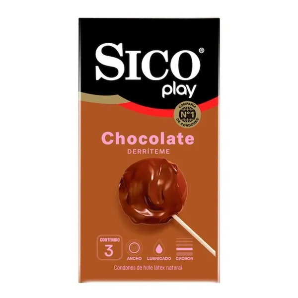 Condón Sico Play Chocolate C/3 Pzas.