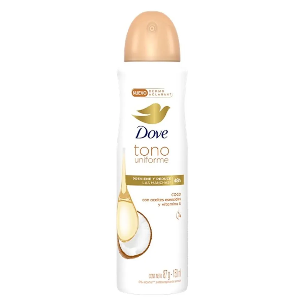 Antitranspirante en Aerosol Dove Tono Uniforme Coco C/150 mL