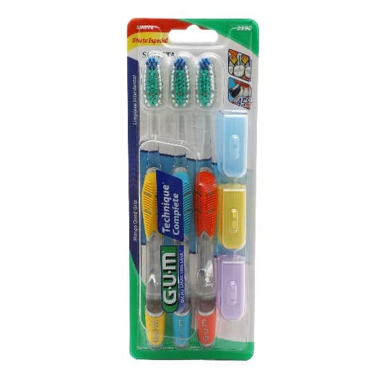 Cepillo dental gum Techni c/3+3 capuchón