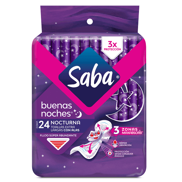 Toalla femenina SABA Buenas noches Extralargas C/24 Toallas