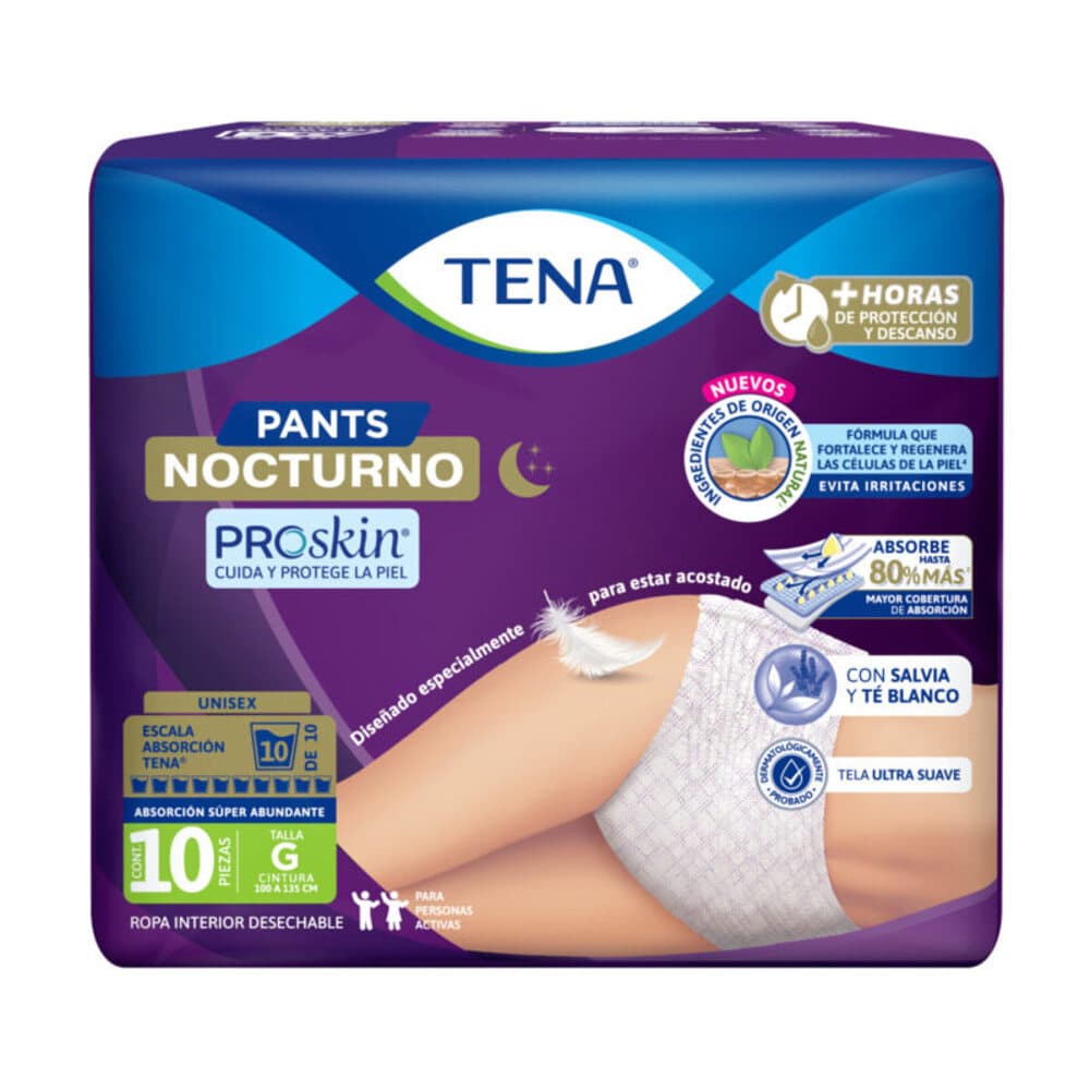 Pants para Adulto TENA Nocturno Talla Grande C/10 piezas