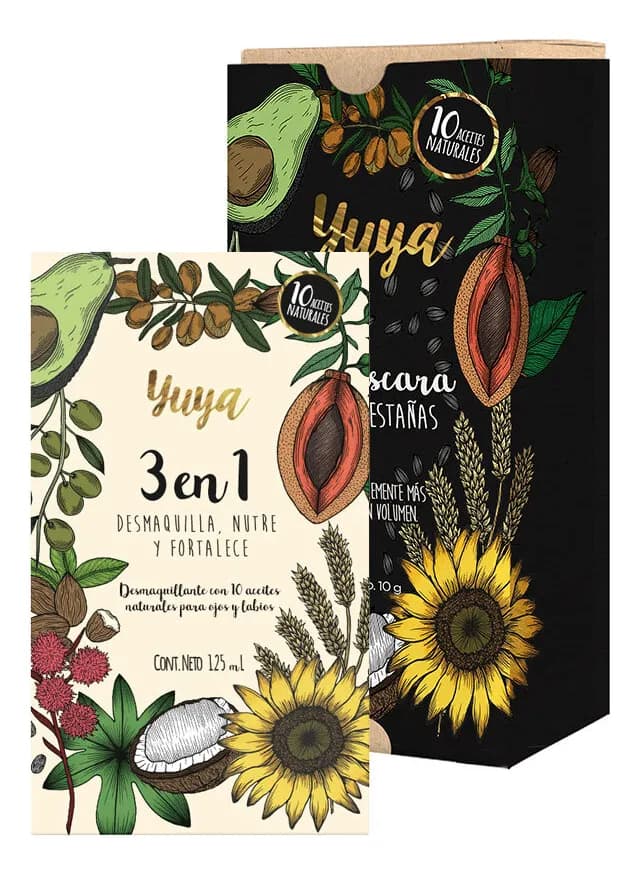 Pack 10 aceites naturales YUYA (Mascara para pestañas + Desmaquillante)