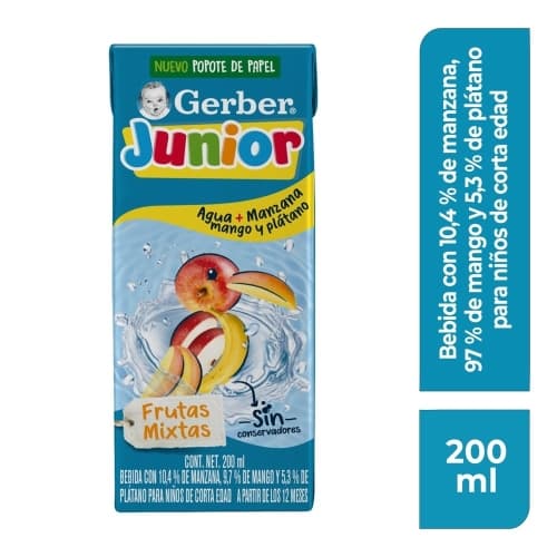 Agua + Manzana + Mango + Plátano Gerber Junior C/200 mL