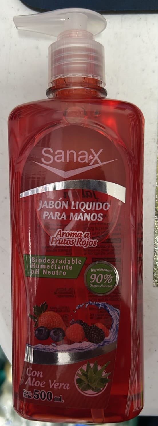 Jabón Líquido Frutos Rojos SANAX C/500 mL